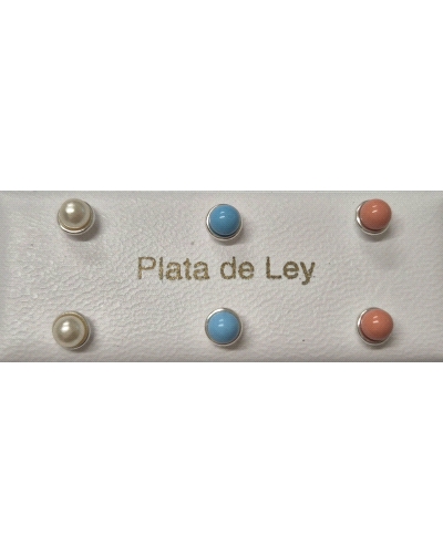 PENDIENTES ROSCA PERLA A TURQUESA 4MM                                                               