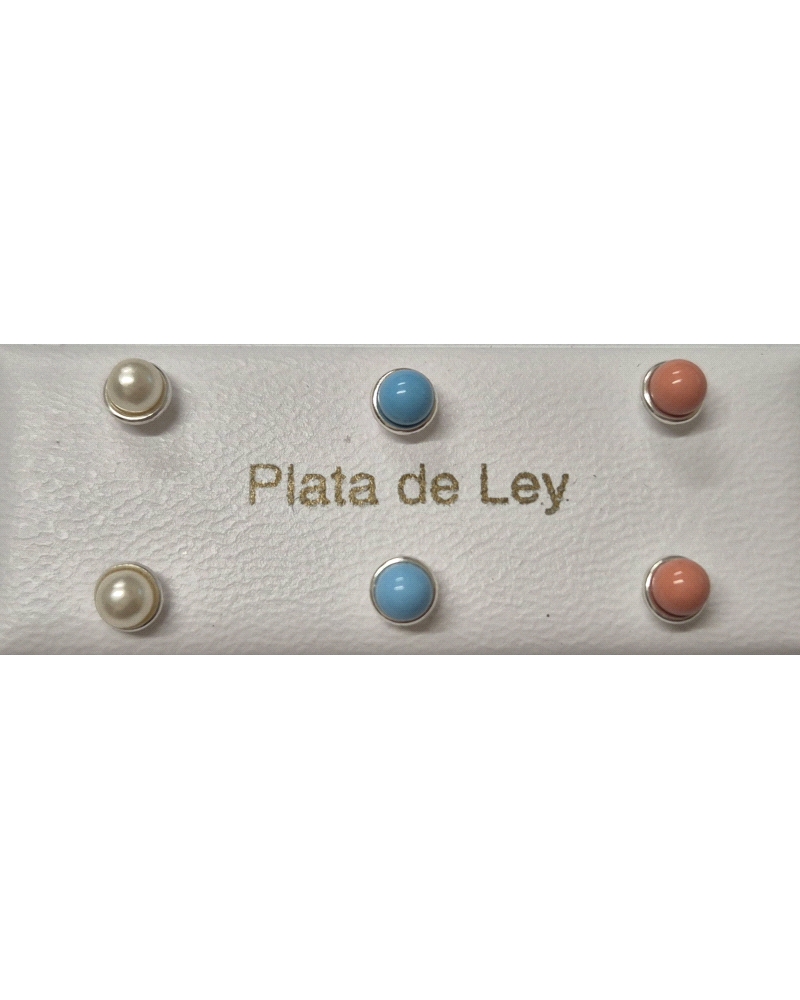 PENDIENTES ROSCA PERLA A TURQUESA 4MM                                                               