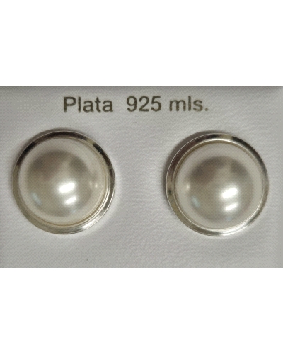 PENDIENTES 1/2 PERLA 14 MM. CON CERCO                                                               