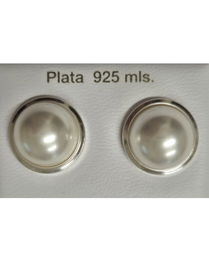 PENDIENTES 1/2 PERLA 14 MM. CON CERCO                                                               