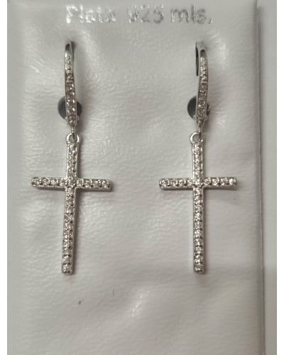 PENDIENTES CRUZ RODIO Y CIRCONITAS                                                                  